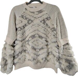 Women's Cream Patterned Sweater